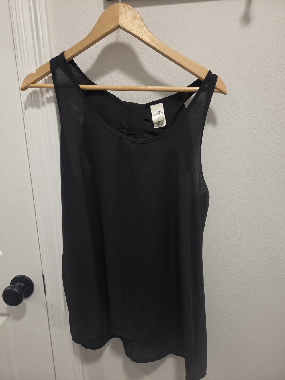 Classic Black Sheer-Panel Tank Top by Brendas